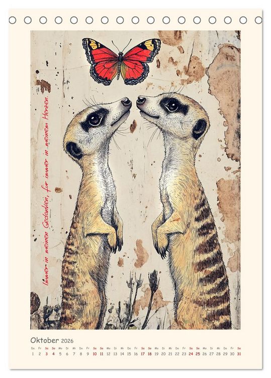 Produktbild: Liebenswerte Tierillustrationen (Tischkalender 2026 DIN A5 hoch), CALVENDO Monatskalender