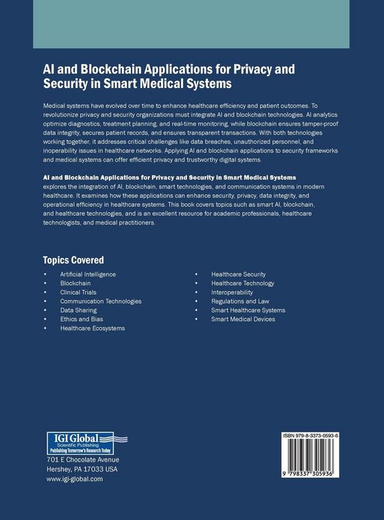Produktbild: AI and Blockchain Applications for Privacy and Security in Smart Medical Systems