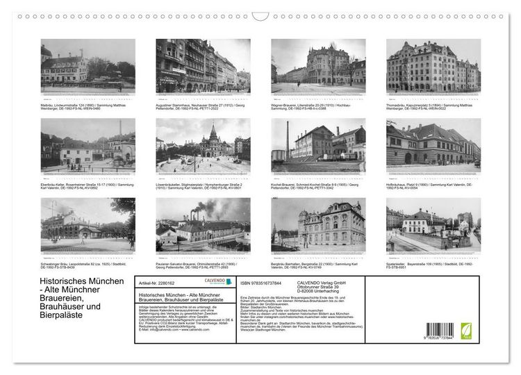 Produktbild: Historisches M&uuml;nchen - Alte M&uuml;nchner Brauereien, Brauh&auml;user und Bierpal&auml;ste (Wandkalender 2026 DIN A2 quer), CALVENDO Monatskalender