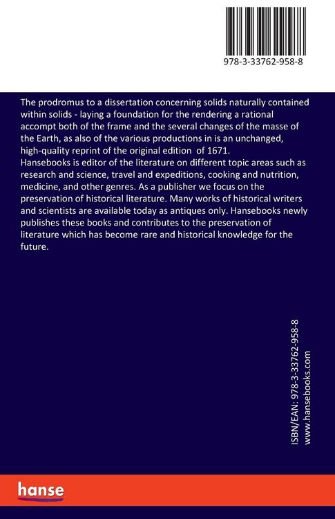 Produktbild: The prodromus to a dissertation concerning solids naturally contained within solids