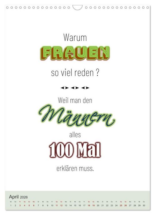 Produktbild: Was Mann &uuml;ber Frau wissen sollte und umgekehrt ... (Wandkalender 2026 DIN A3 hoch), CALVENDO Monatskalender