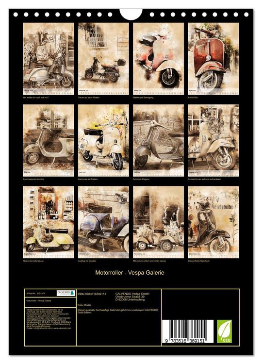 Produktbild: Motorroller - Vespa Galerie (Wandkalender 2026 DIN A4 hoch), CALVENDO Monatskalender