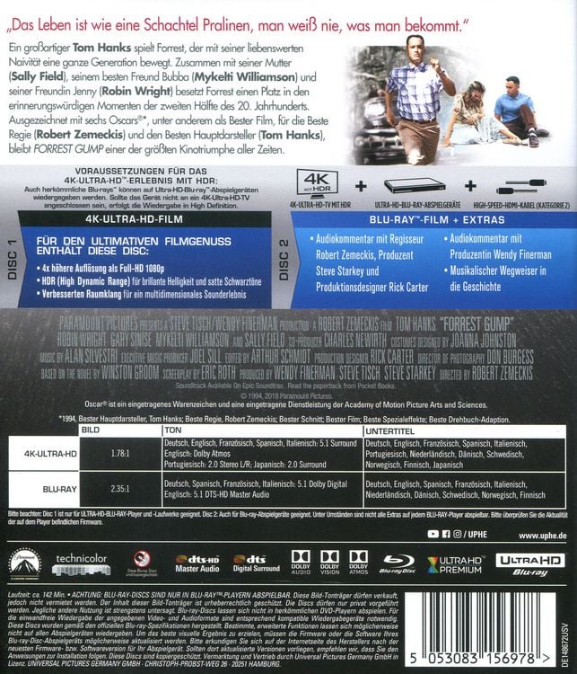 Produktbild: Forrest Gump (4K Ultra HD) (+ Blu-ray 2D)