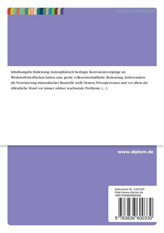 Produktbild: Spektroskopische Untersuchungen zur Effektivit&auml;t und Dauerhaftigkeit von Hydroph