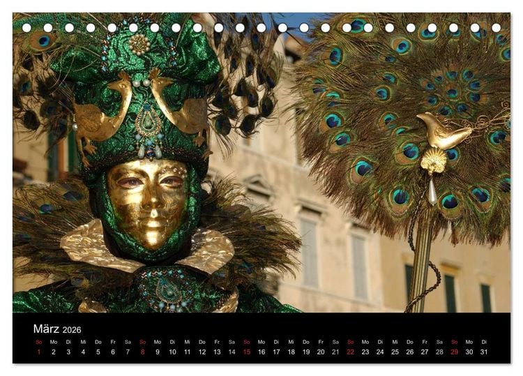 Produktbild: Maskenzauber in Venedig 2026 (Tischkalender 2026 DIN A5 quer), CALVENDO Monatskalender
