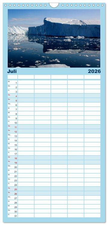 Produktbild: Familienplaner 2026 - EISIGE GIGANTEN in der DISKOBUCHT mit 5 Spalten (Wandkalender, 21 x 45 cm) CALVENDO