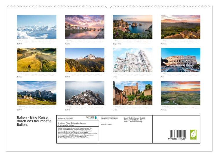 Produktbild: Italien - Eine Reise durch das traumhafte Italien. (hochwertiger Premium Wandkalender 2027 DIN A2 quer), Kunstdruck in Hochglanz
