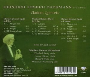 Produktbild: Baermann:Clarinet Quintets