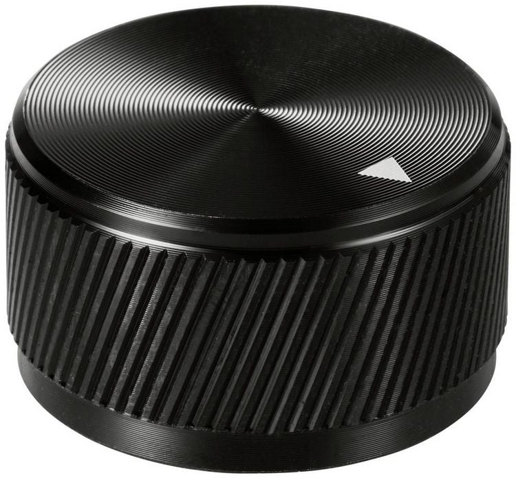 Produktbild: TRU COMPONENTS TC-11613816 Drehknopf mit Knopfmarkierung Schwarz (&Oslash; x H) 30 mm x 17 mm Aluminium 1 St.
