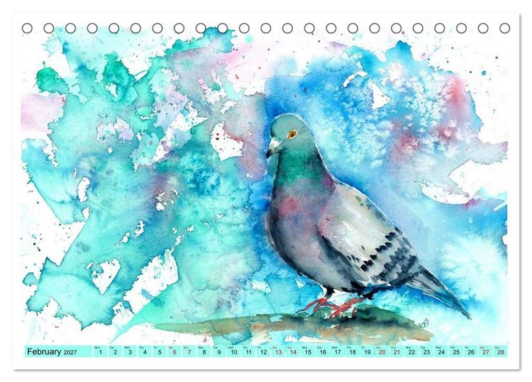 Produktbild: The Fascinating World of Birds in Watercolour (Desk Calendar 2027 DIN A5 landscape), CALVENDO 12 Month DeskCalendar