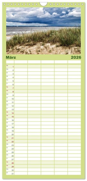 Produktbild: Familienplaner 2026 - Das idyllische Usedom mit 5 Spalten (Wandkalender, 21 x 45 cm) CALVENDO