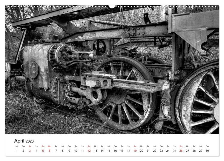 Produktbild: Unter Dampf - Eisenbahnromantik in schwarz-wei&szlig; (Wandkalender 2026 DIN A2 quer), CALVENDO Monatskalender
