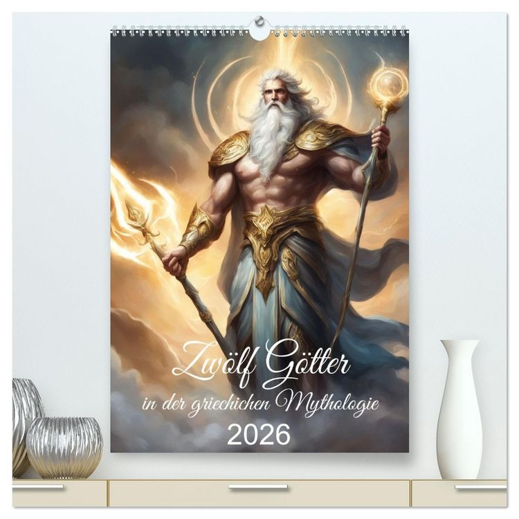 Produktbild: Zw&ouml;lf G&ouml;tter der griechischen Mythologie (hochwertiger Premium Wandkalender 2026 DIN A2 hoch), Kunstdruck in Hochglanz