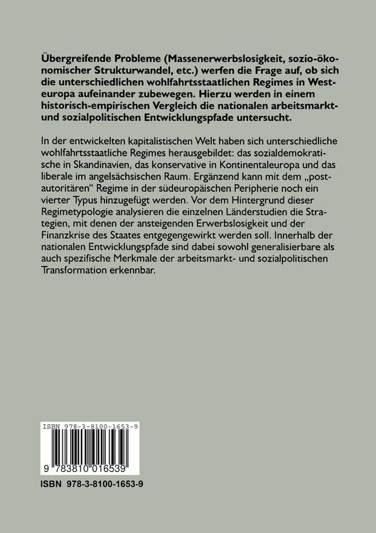 Produktbild: Arbeitslosigkeit und Wohlfahrtsstaat in Westeuropa