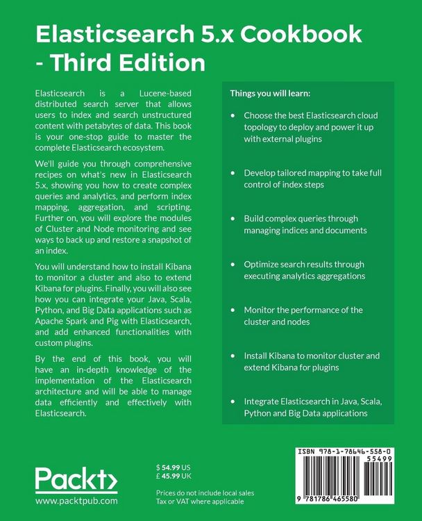 Produktbild: Elasticsearch 5.x Cookbook - Third Edition