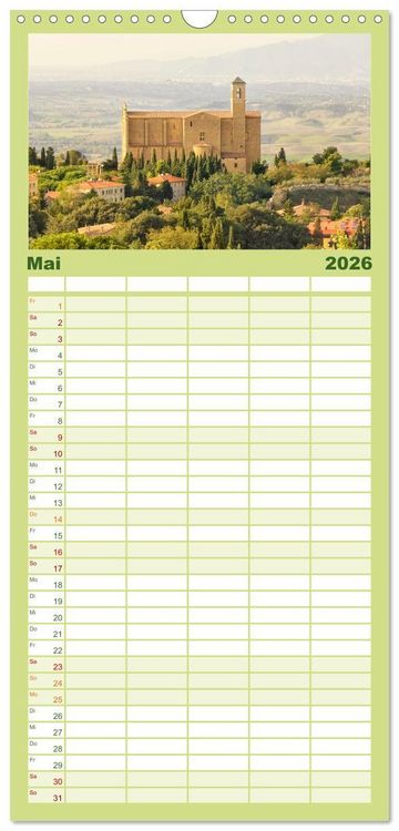 Produktbild: Familienplaner 2026 - Toskana. Livorno - Volterra - Piombino mit 5 Spalten (Wandkalender, 21 x 45 cm) CALVENDO