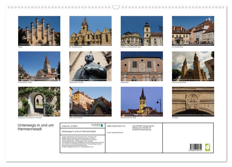 Produktbild: Unterwegs in und um Hermannstadt (Wandkalender 2026 DIN A2 quer), CALVENDO Monatskalender