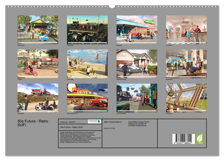 Produktbild: 50s Future - Retro SciFi (hochwertiger Premium Wandkalender 2026 DIN A2 quer), Kunstdruck in Hochglanz