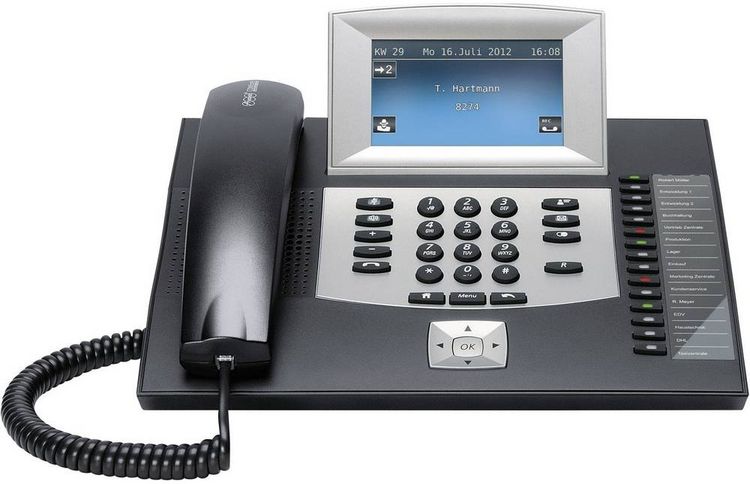 Produktbild: Auerswald COMfortel 2600 Systemtelefon, ISDN Anrufbeantworter, Headsetanschluss Touch-Display Schwarz, Silber