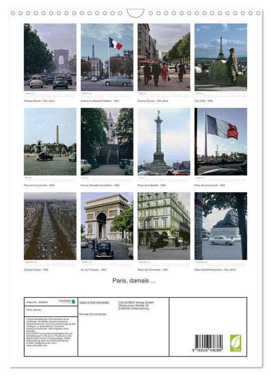 Produktbild: Paris, damals ... (Wandkalender 2026 DIN A3 hoch), CALVENDO Monatskalender
