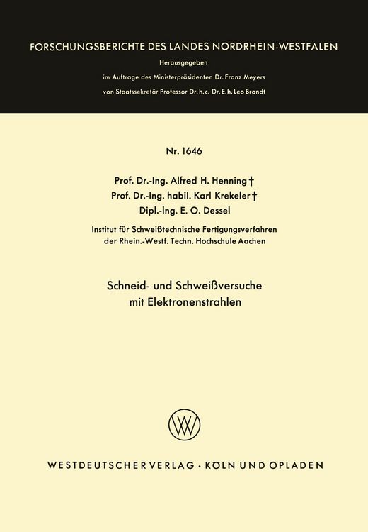 Produktbild: Schneid- und Schwei&szlig;versuche mit Elektronenstrahlen