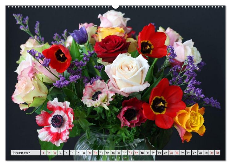 Produktbild: Blumen, bunt gemischt (hochwertiger Premium Wandkalender 2027 DIN A2 quer), Kunstdruck in Hochglanz