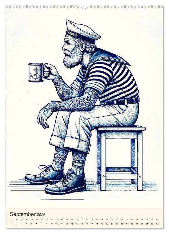Produktbild: Seemannsleben - Vintage Matrosen und Seefahrer-Romantik (Wandkalender 2026 DIN A2 hoch), CALVENDO Monatskalender