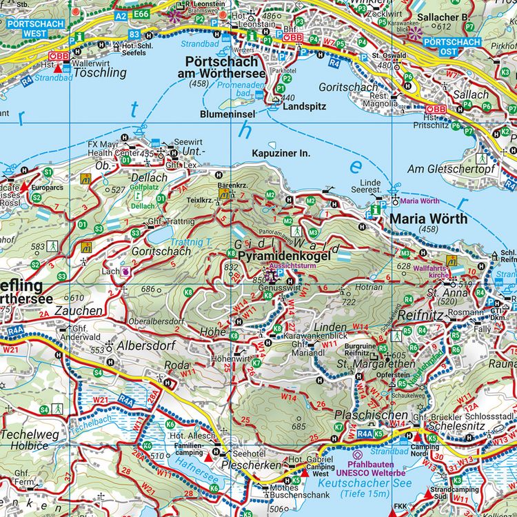 Produktbild: Freytag & berndt Wanderkarte WK 0233 W&ouml;rthersee und Umgebung, Klagenfurt - Karawanken 1:50.000