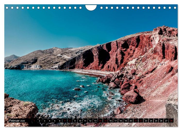 Produktbild: Santorini - Perle in der &Auml;gais (Wandkalender 2026 DIN A4 quer), CALVENDO Monatskalender