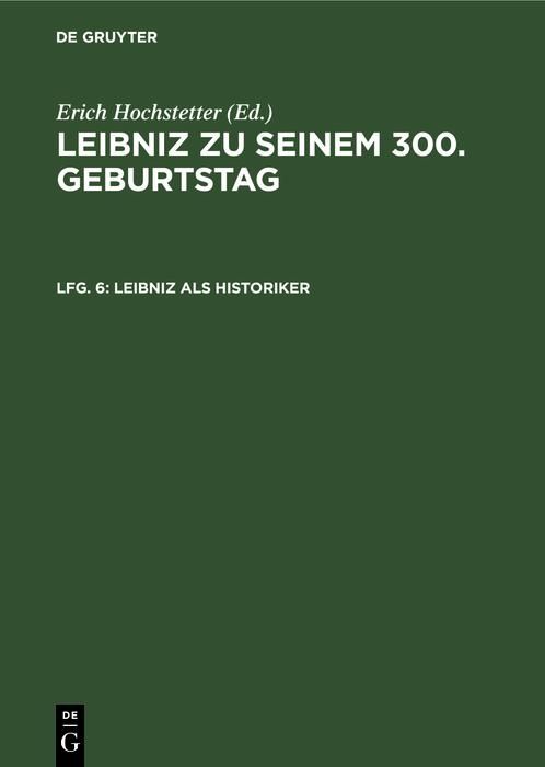 Produktbild: Leibniz als Historiker