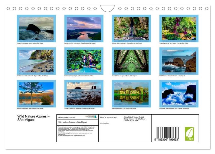 Produktbild: Wild Nature Azores &ndash; S&atilde;o Miguel (Wall Calendar 2027 DIN A4 landscape), CALVENDO 12 Month Wall Calendar