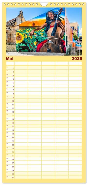 Produktbild: Familienplaner 2026 - W&auml;nde sprechen B&auml;nde mit 5 Spalten (Wandkalender, 21 x 45 cm) CALVENDO