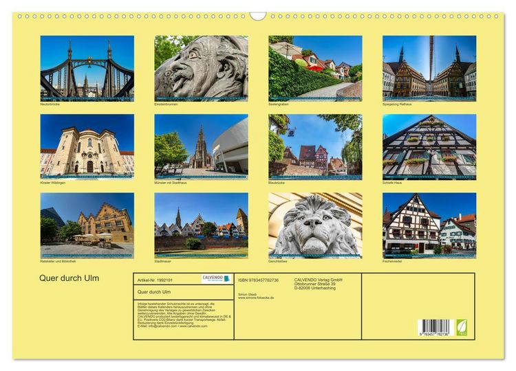 Produktbild: Quer durch Ulm (Wandkalender 2026 DIN A2 quer), CALVENDO Monatskalender