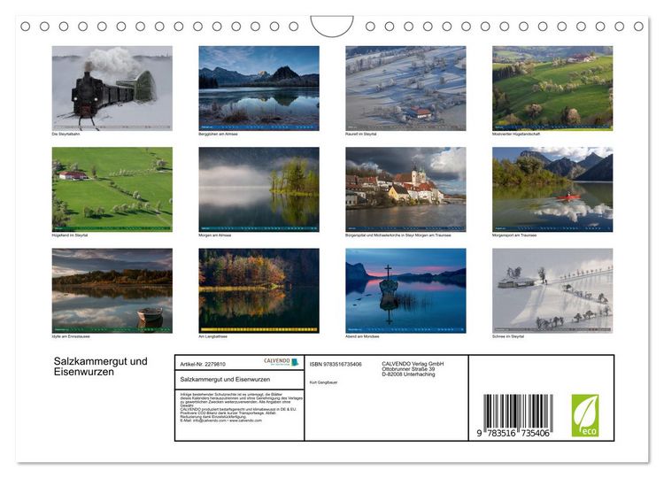 Produktbild: Salzkammergut und Eisenwurzen (Wandkalender 2026 DIN A4 quer), CALVENDO Monatskalender