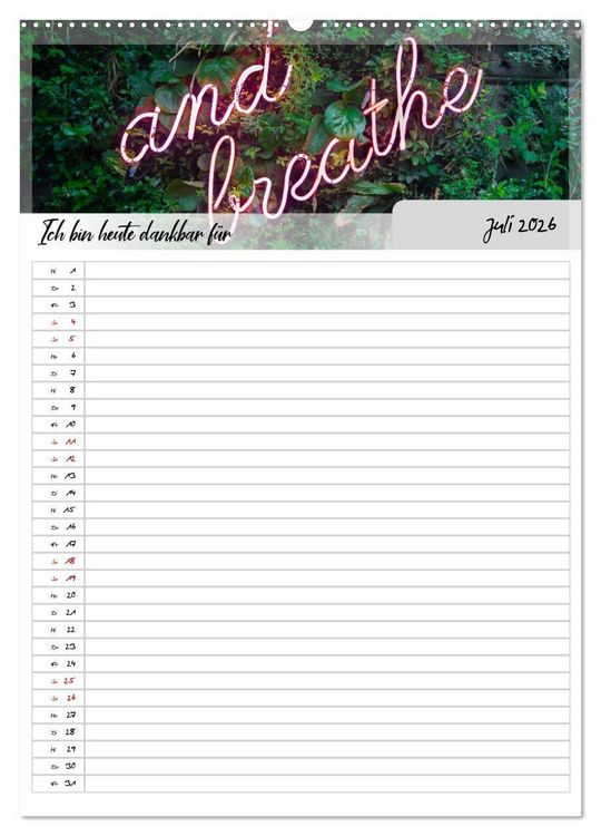 Produktbild: Ich bin dankbar - ein Jahr voller Yoga und Achtsamkeit - Yoga Kalender (hochwertiger Premium Wandkalender 2026 DIN A2 hoch), Kunstdruck in Hochglanz