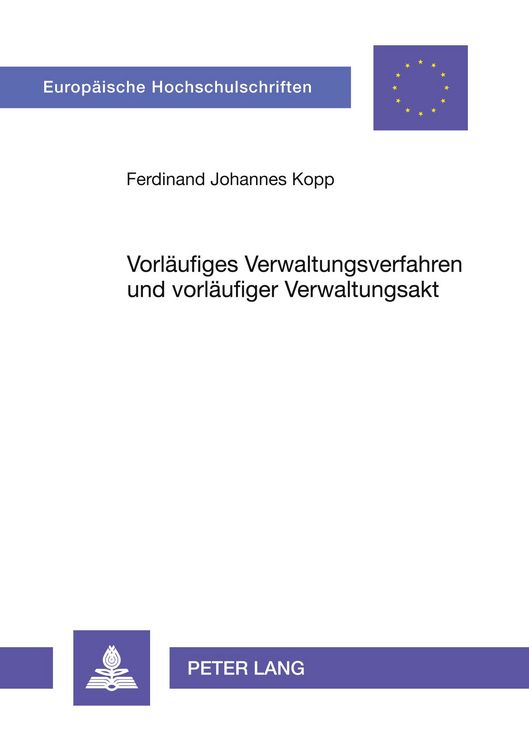 Produktbild: Vorl&auml;ufiges Verwaltungsverfahren und vorl&auml;ufiger Verwaltungsakt