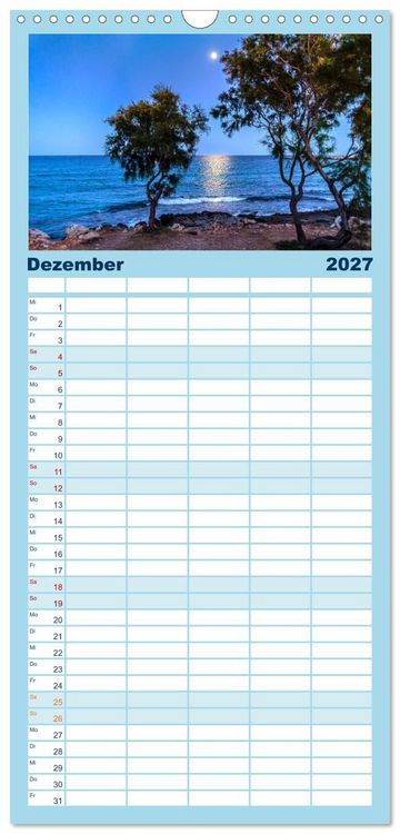 Produktbild: Familienplaner 2027 - MALLORCA, Meine Balearische Insel mit 5 Spalten (Wandkalender, 21 x 45 cm) CALVENDO