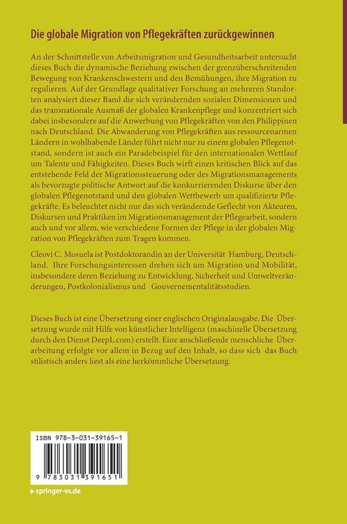 Produktbild: Die globale Migration von Pflegekr&auml;ften zur&uuml;ckgewinnen
