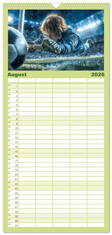 Produktbild: Familienplaner 2026 - Fussball - Kids in Action mit 5 Spalten (Wandkalender, 21 x 45 cm) CALVENDO