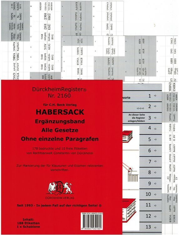Produktbild: D&uuml;rckheimRegister&reg; HABERSACK Erg&auml;nzungsband nur Gesetze (Akronyme)