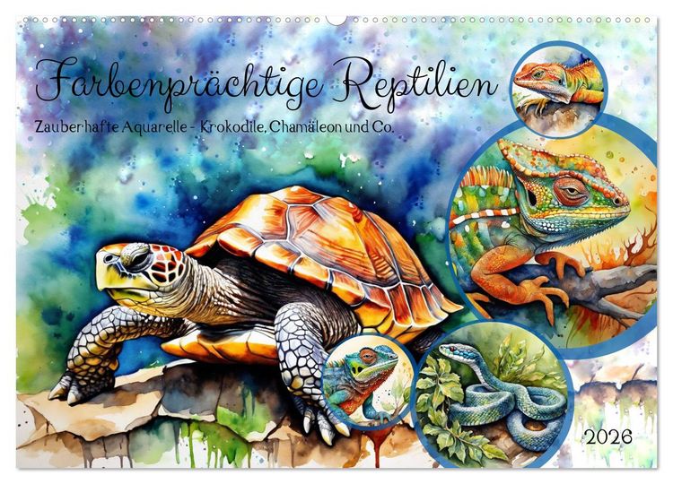 Produktbild: Farbenpr&auml;chtige Reptilien (Wandkalender 2026 DIN A2 quer), CALVENDO Monatskalender