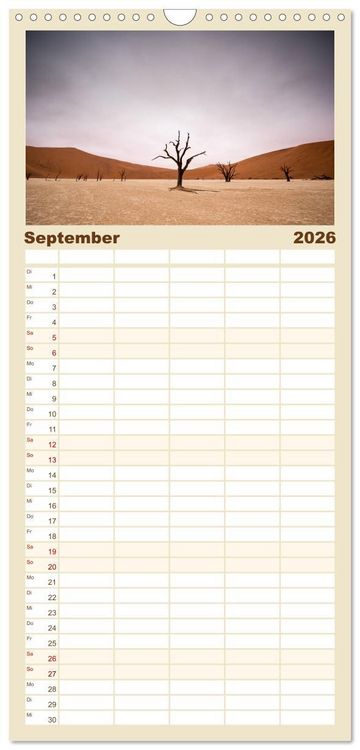 Produktbild: Familienplaner 2026 - Namibia - Sehnsucht der Ferne mit 5 Spalten (Wandkalender, 21 x 45 cm) CALVENDO