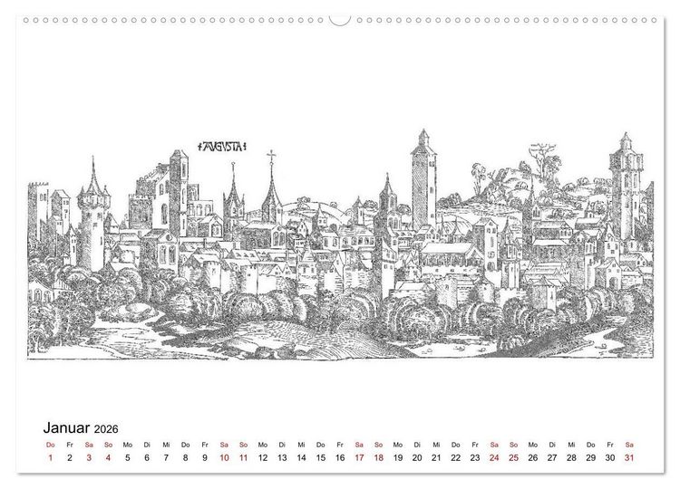 Produktbild: Schedelsche Weltchronik Deutsche St&auml;dte 1493 (Wandkalender 2026 DIN A2 quer), CALVENDO Monatskalender