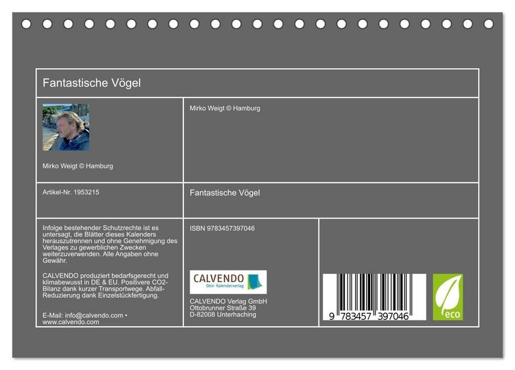 Produktbild: Fantastische V&ouml;gel (Tischkalender 2026 DIN A5 quer), CALVENDO Monatskalender