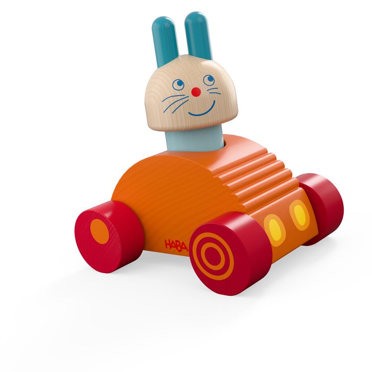 Produktbild: HABA 2012240001 - Rabbit Racer, Entdeckerfahrzeug Hasen-Flitzer 2in1, Spielzeug-Auto