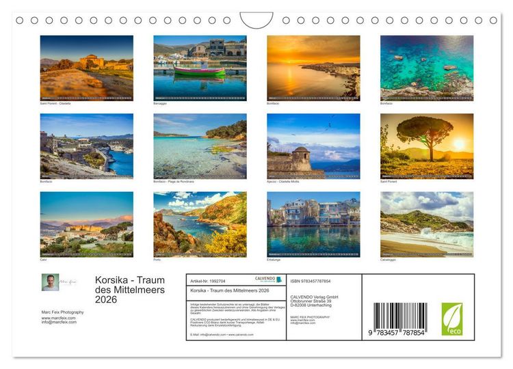 Produktbild: Korsika - Traum des Mittelmeers 2026 (Wandkalender 2026 DIN A4 quer), CALVENDO Monatskalender