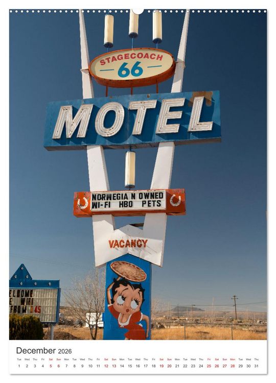 Produktbild: Historic Route 66 Motel (Wall Calendar 2026 DIN A2 portrait), CALVENDO 12 Month Wall Calendar