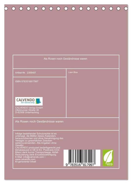 Produktbild: Als Rosen noch Gest&auml;ndnisse waren (Tischkalender 2027 DIN A5 hoch), CALVENDO Monatskalender