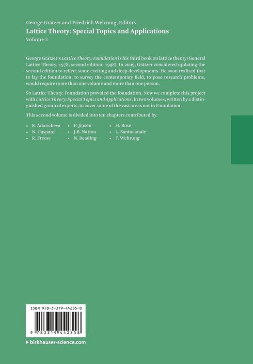 Produktbild: Lattice Theory: Special Topics and Applications