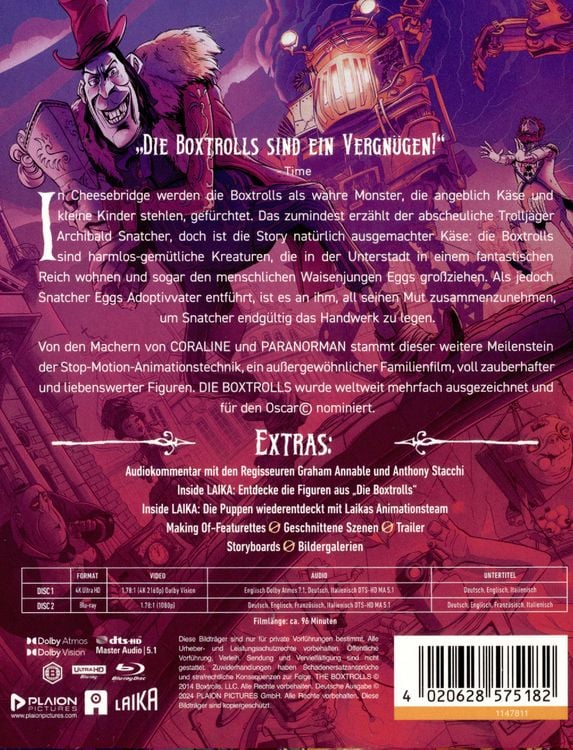 Produktbild: Die Boxtrolls - Steelbook (4K Ultra HD) (+ Blu-ray)